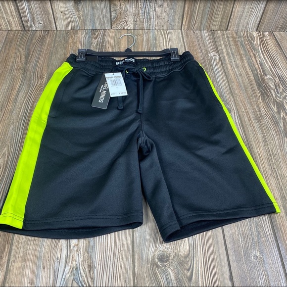 Rebel Minds Black Neon Green Draw String Shorts - Picture 4 of 4